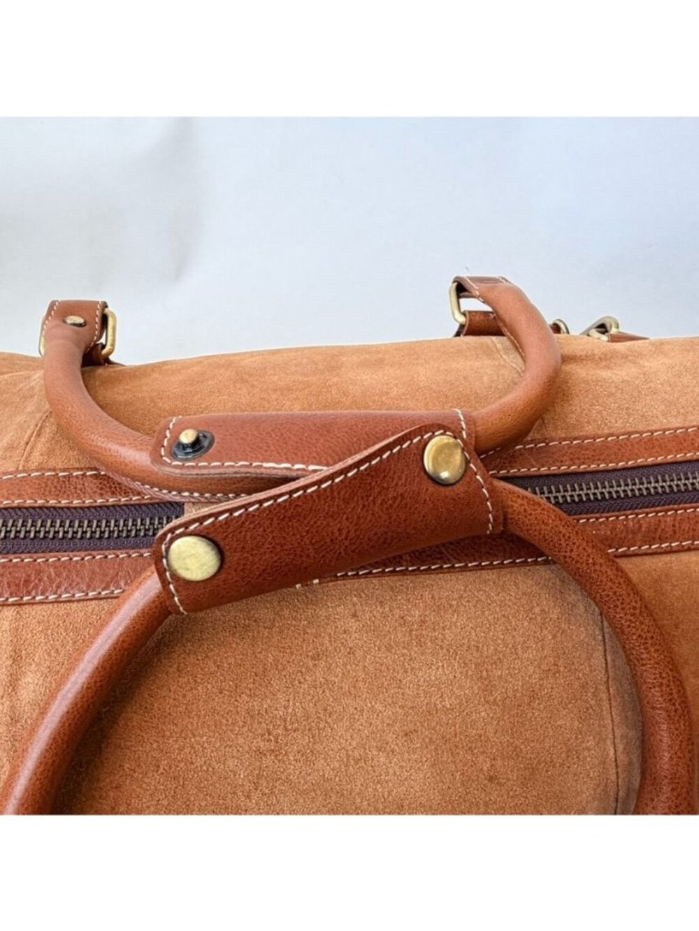 F.H. Wadsworth NYC Suede Leather Duffle Travel Bag Weekender Brown - Picture 10 of 16